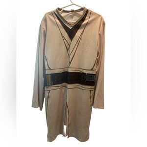 Star Wars Jedi Tunic Costume Top Kids Medium (8-10) Beige Brown Belt Print